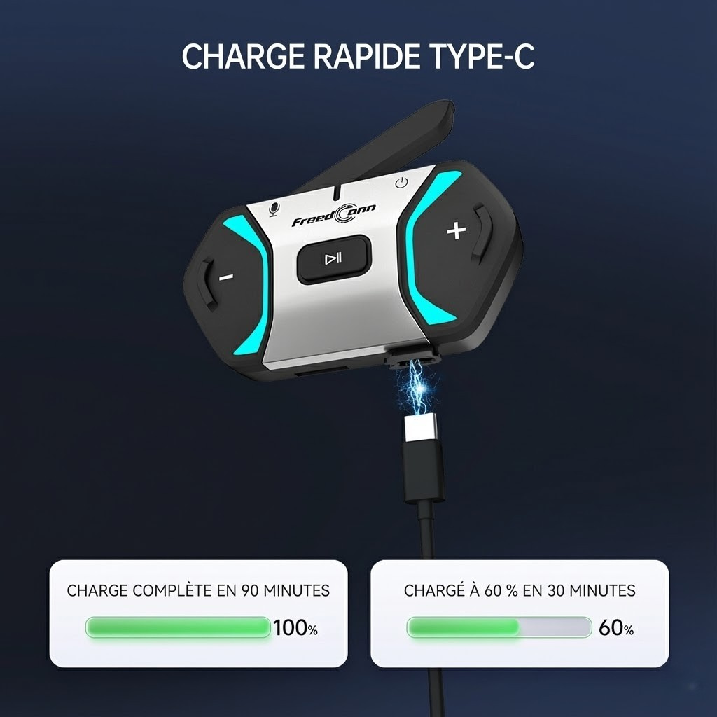 Intercom moto Mesh FreedConn FREE+ V2.0 - vue dessous