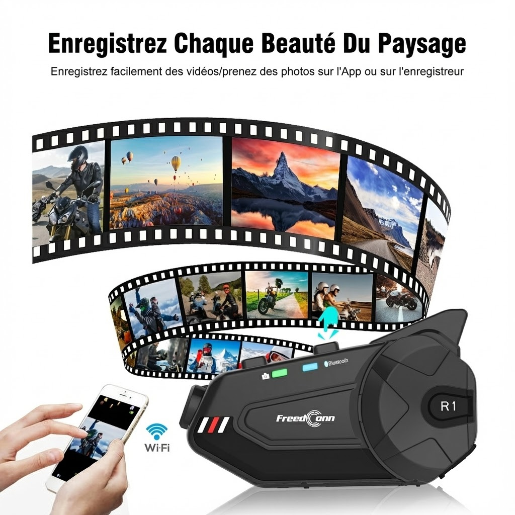 Intercom moto caméra FreedConn R1 Plus DUO - vue arrière