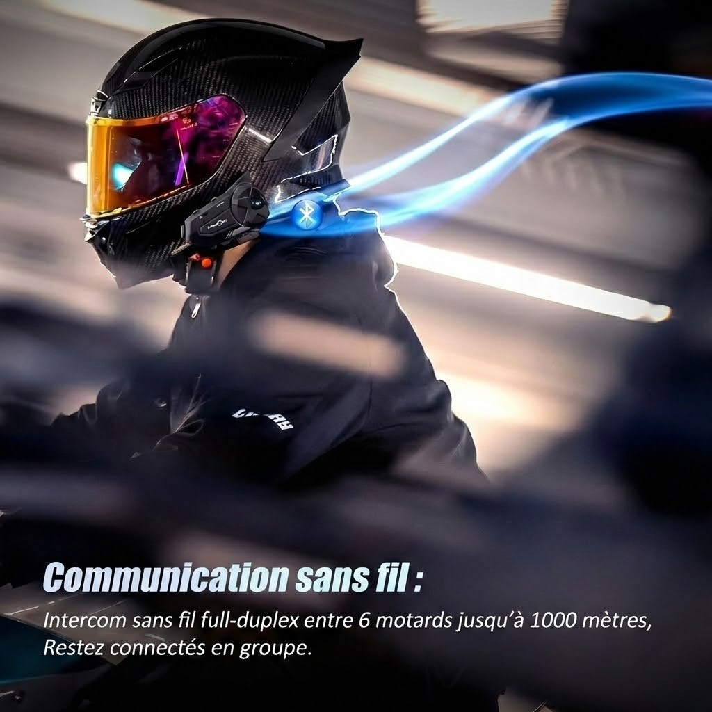 Intercom moto caméra 2K FreedConn R1 Pro - sur casque