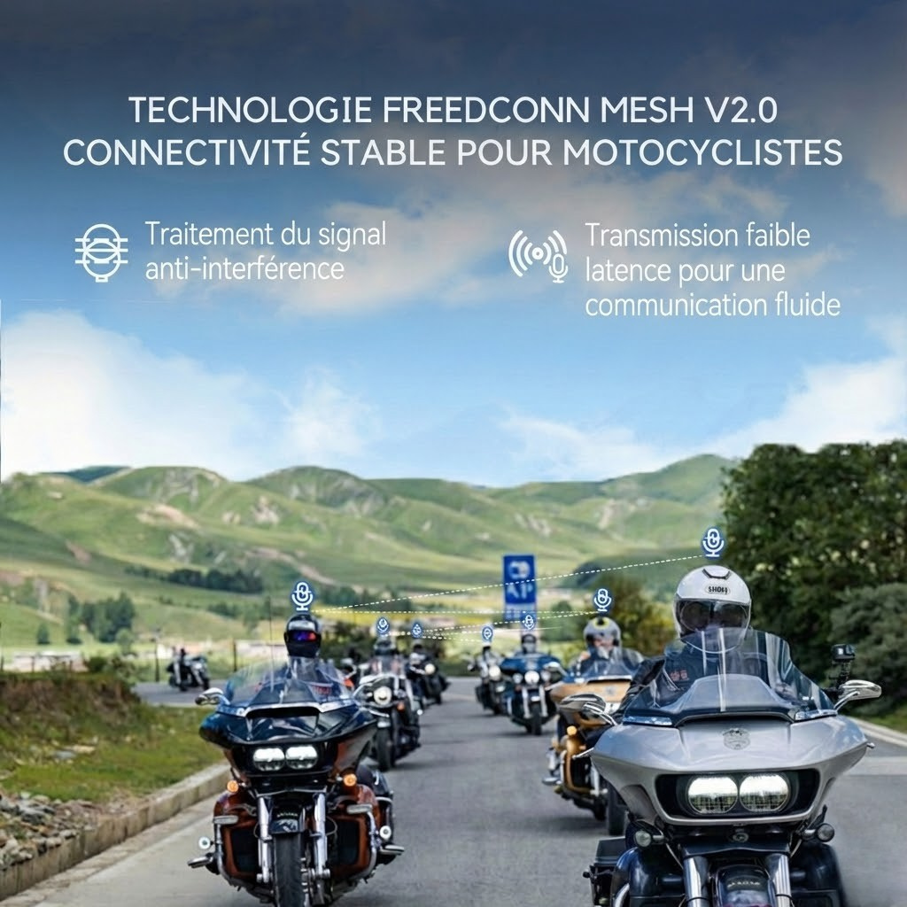 Intercom moto Mesh FreedConn FREE+ V2.0 - accessoires inclus