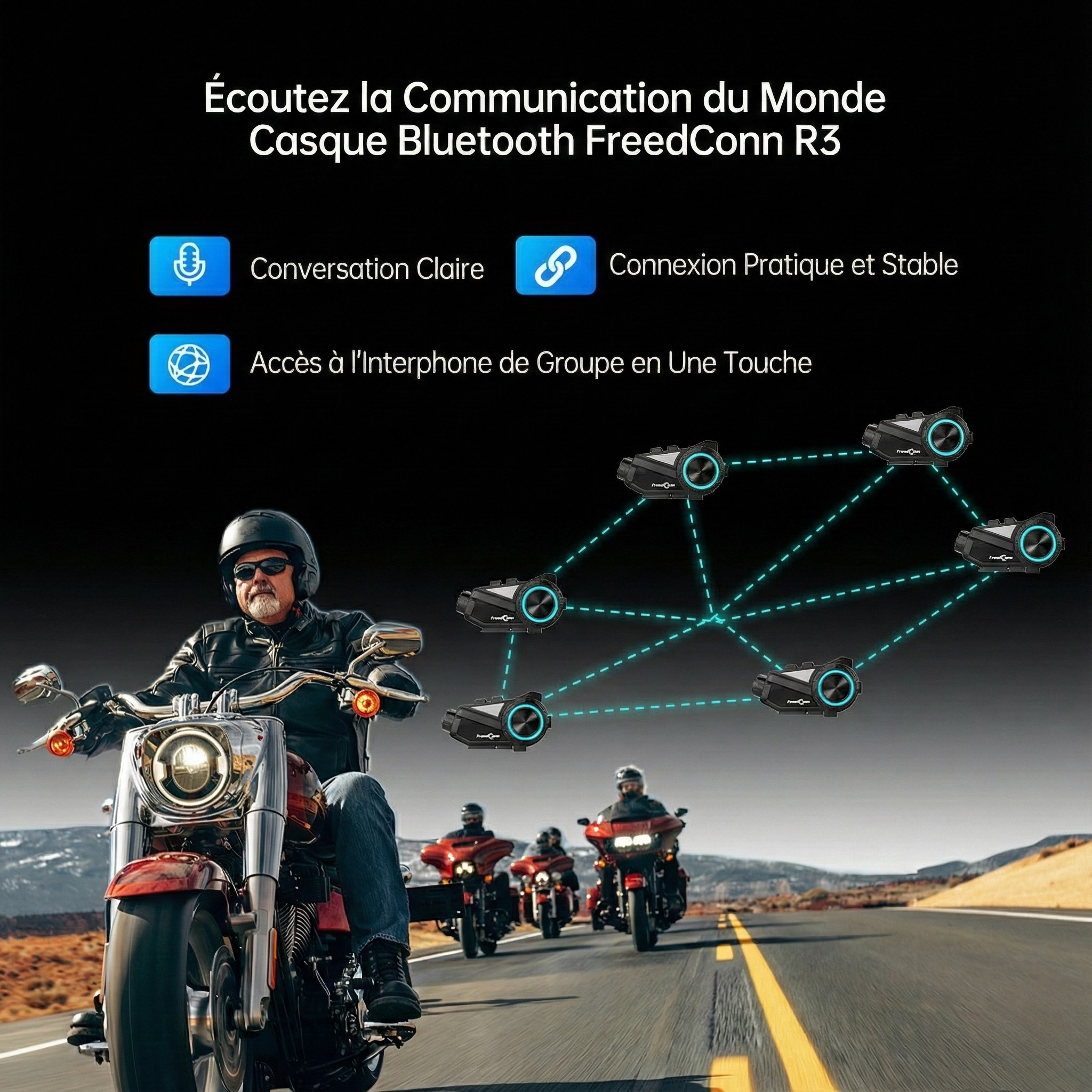 Intercom moto caméra FreedConn R3 Pro DUO - vue de dessous