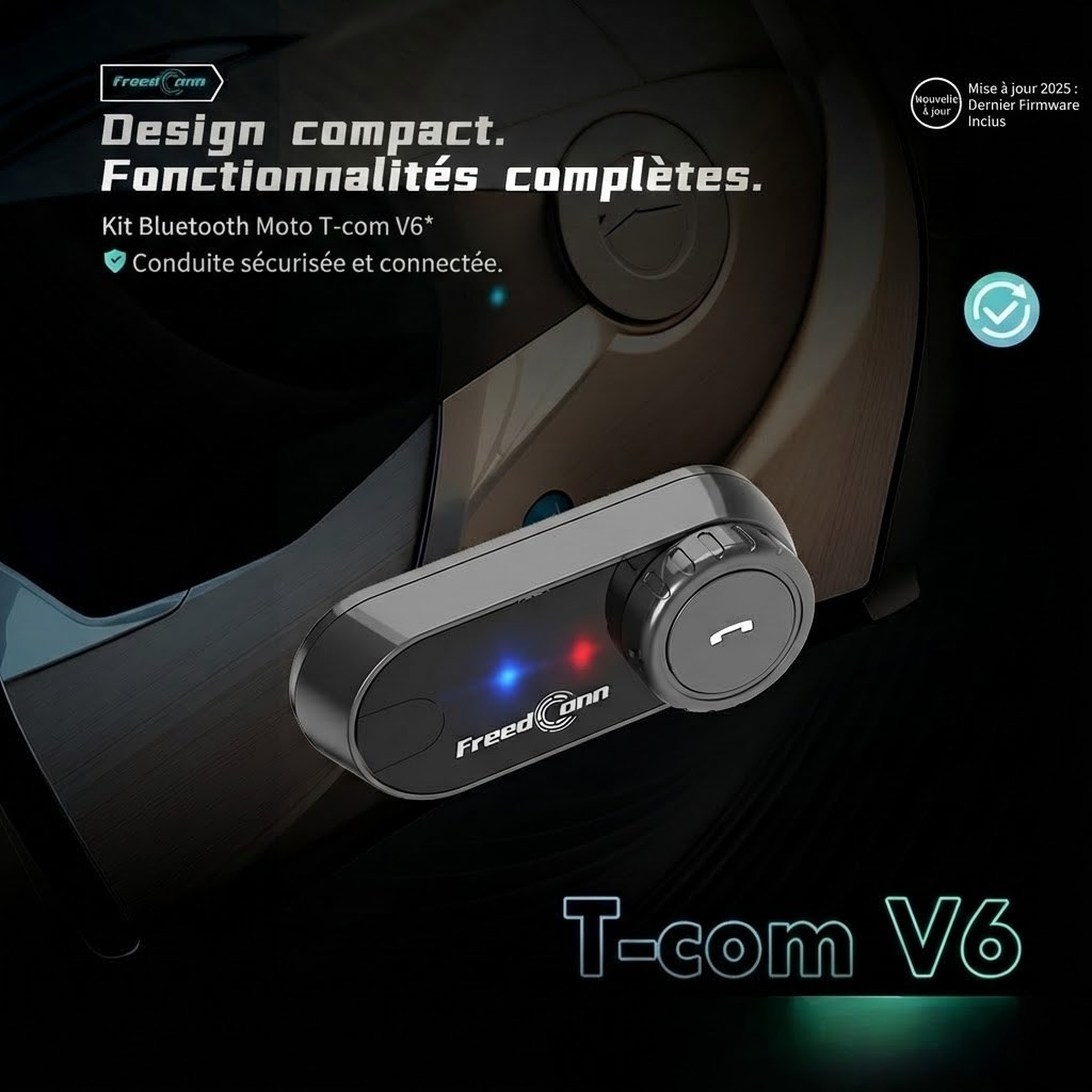 Intercom moto FreedConn T-COM V6 - vue profil