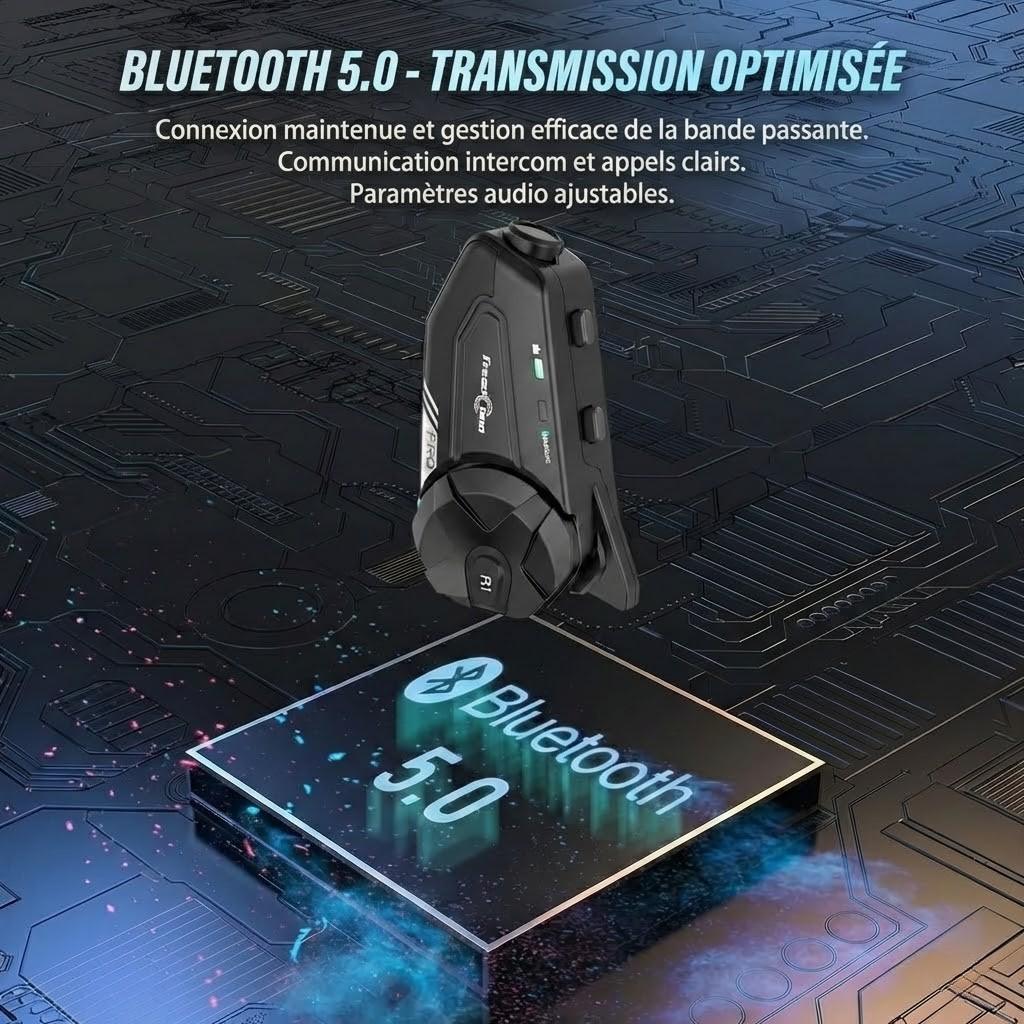 Intercom moto caméra 2K FreedConn R1 Pro - vue arrière