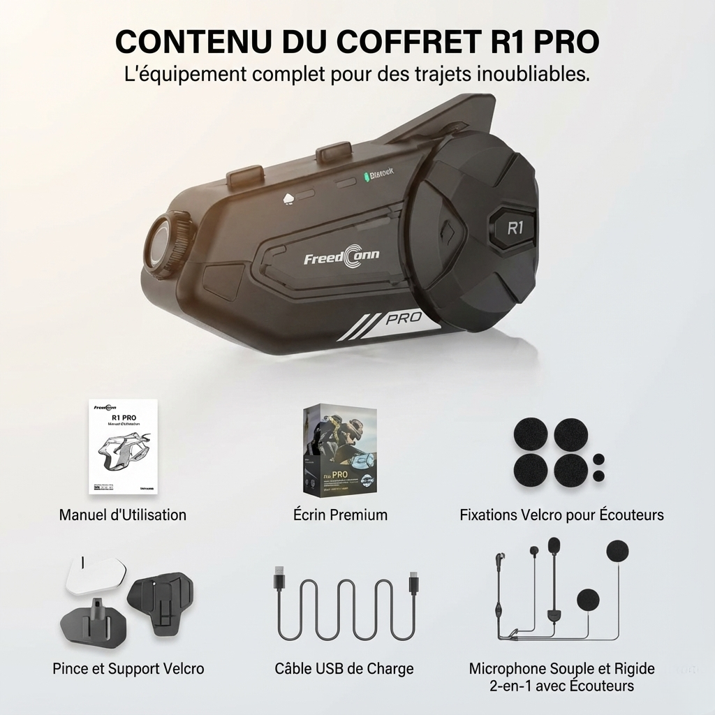 Intercom moto caméra 2K FreedConn R1 Pro - vue profil