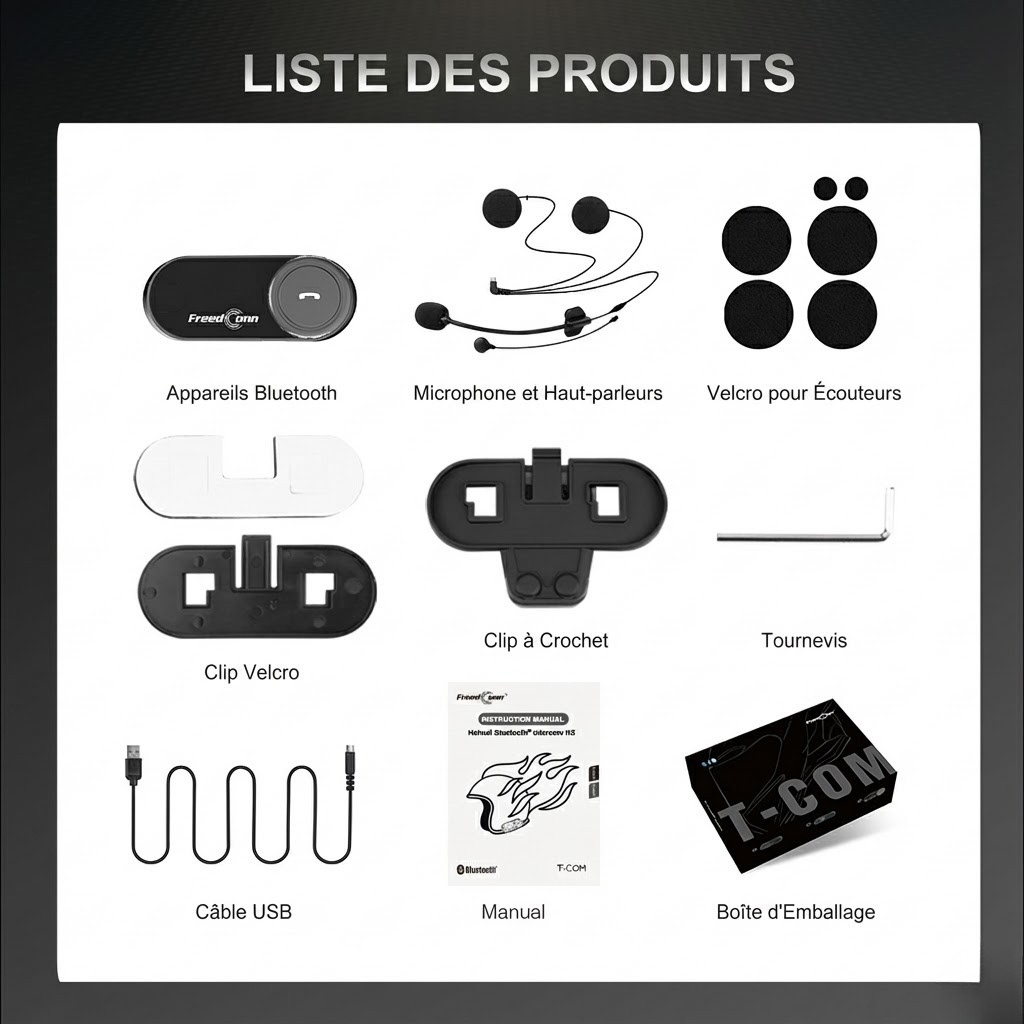 Intercom moto FreedConn T-COM V6 - accessoires