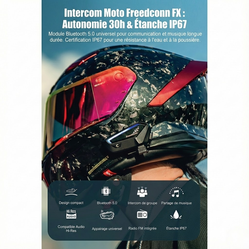 Intercom moto FreedConn FX - vue arrière