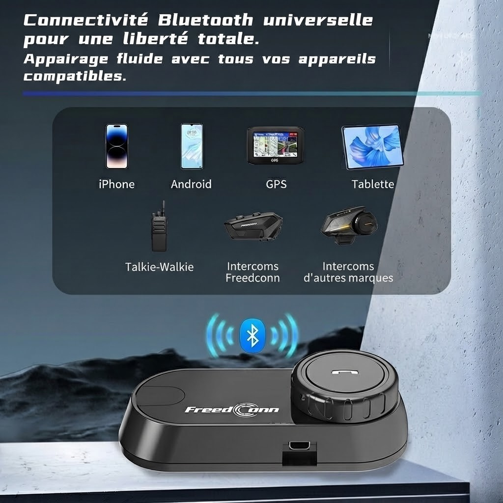 Intercom moto FreedConn T-COM V6 - sur casque