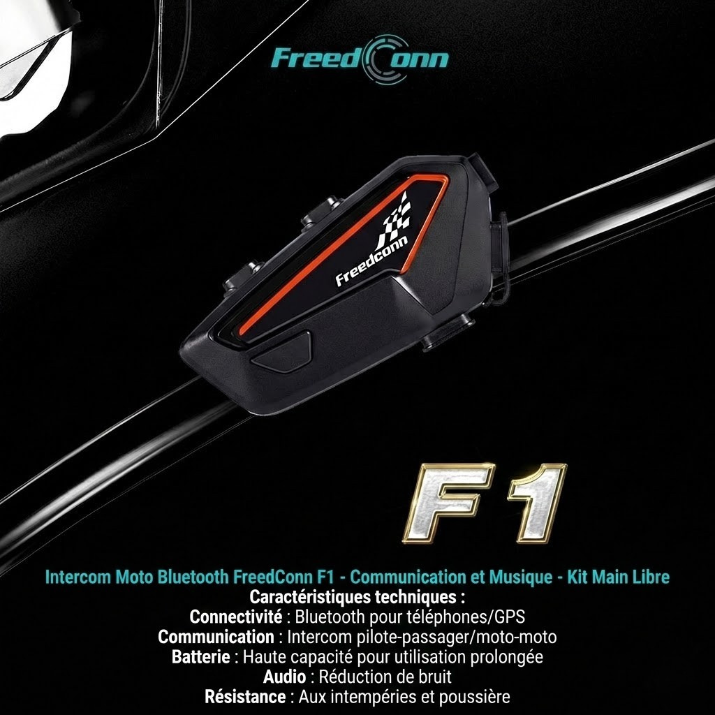 Intercom moto FreedConn F1 - vue profil