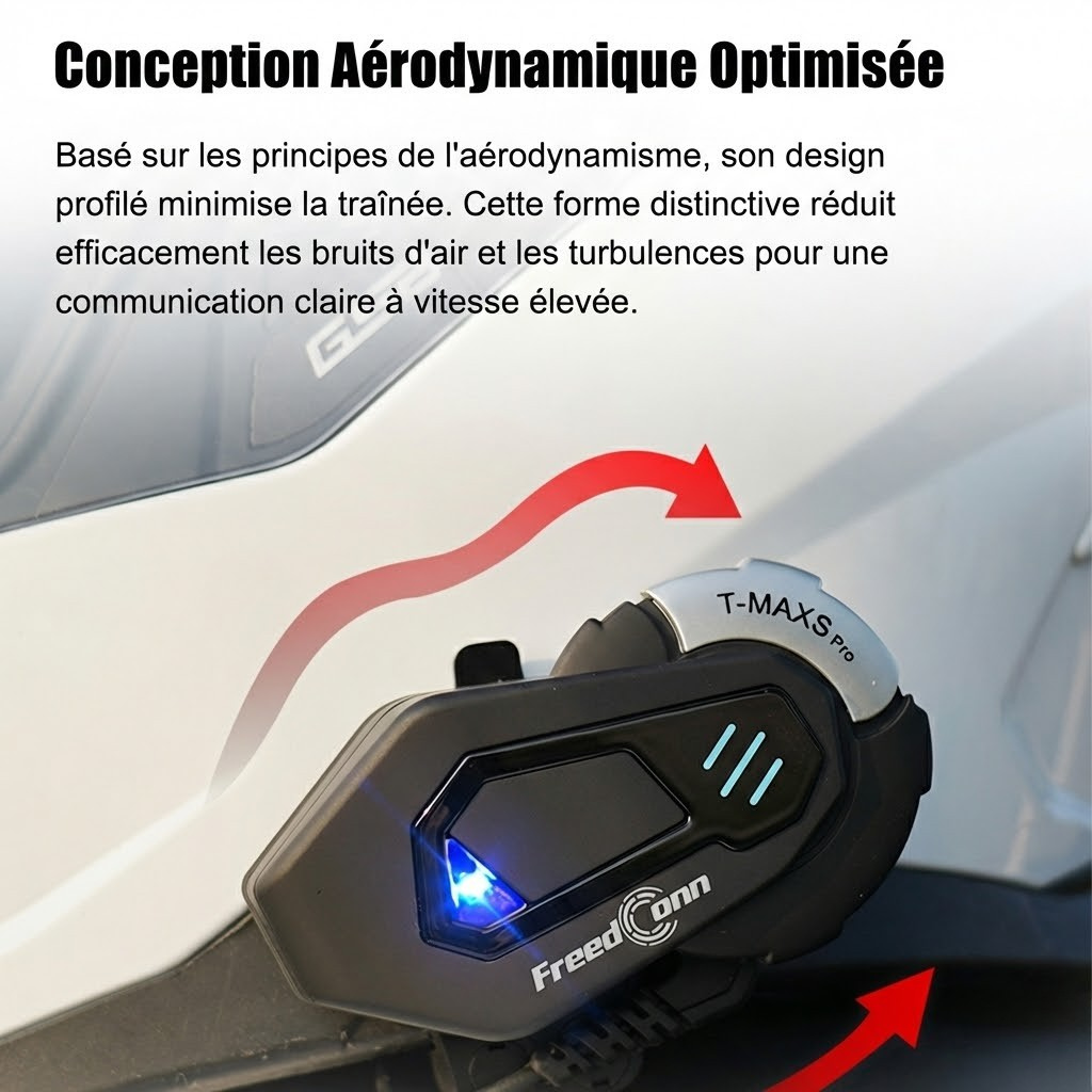 Intercom moto FreedConn T-MAX S PRO - fixation casque