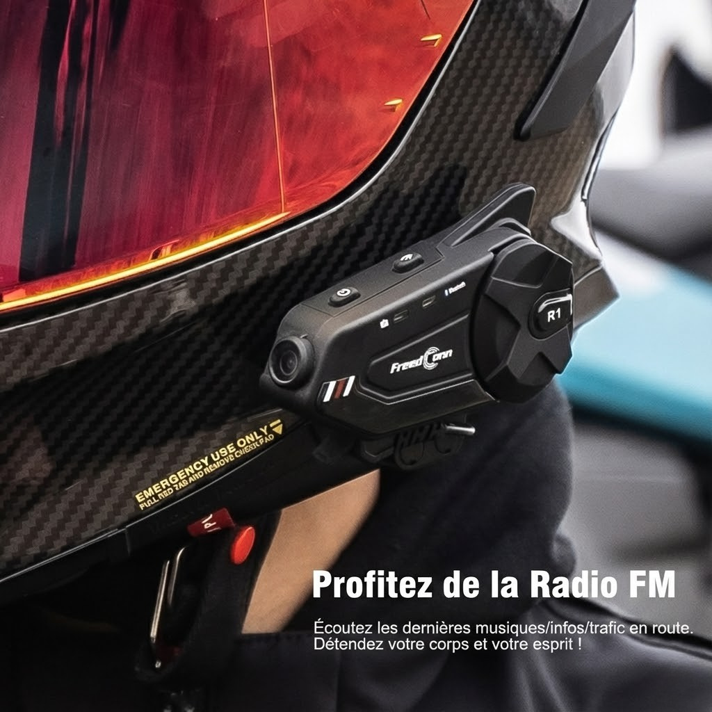 Intercom moto caméra FreedConn R1 Plus DUO - sur casque
