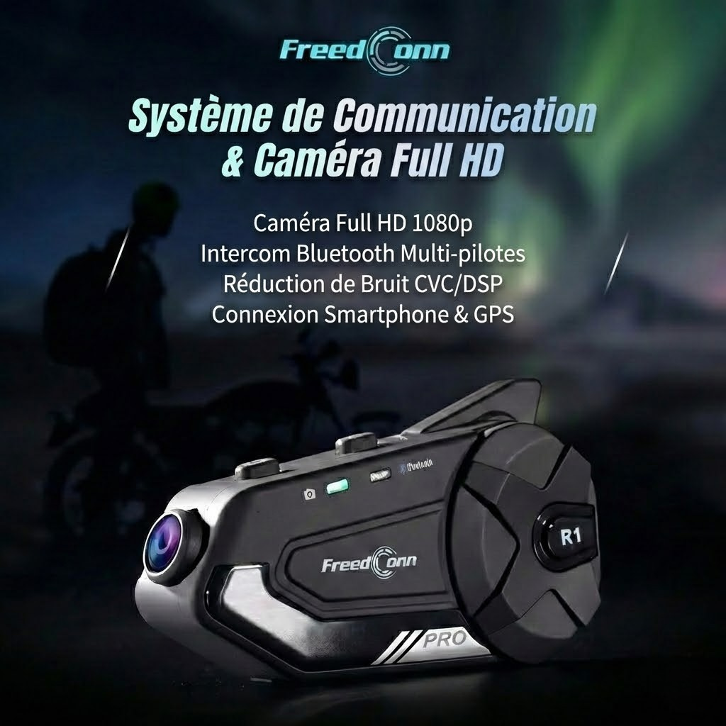 Intercom moto caméra 2K FreedConn R1 Pro - en utilisation