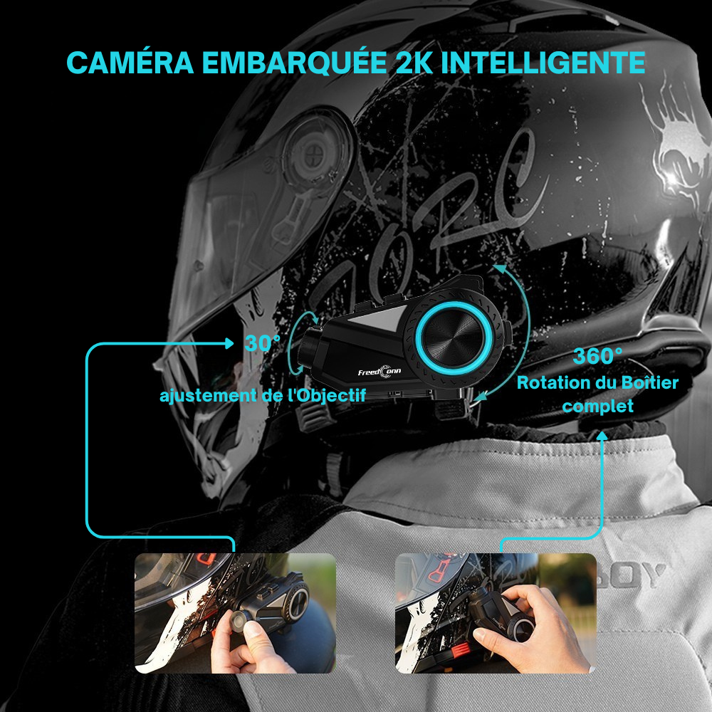 Intercom moto caméra FreedConn R3 Pro DUO - vue profil