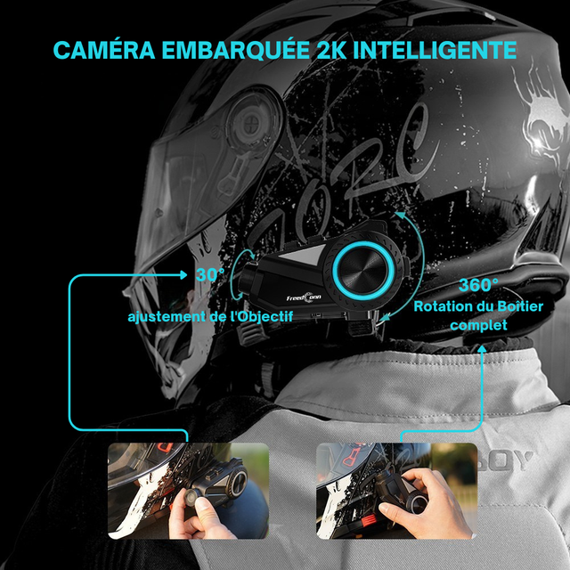 Intercom moto caméra 2K FreedConn R3 Pro - vue profil