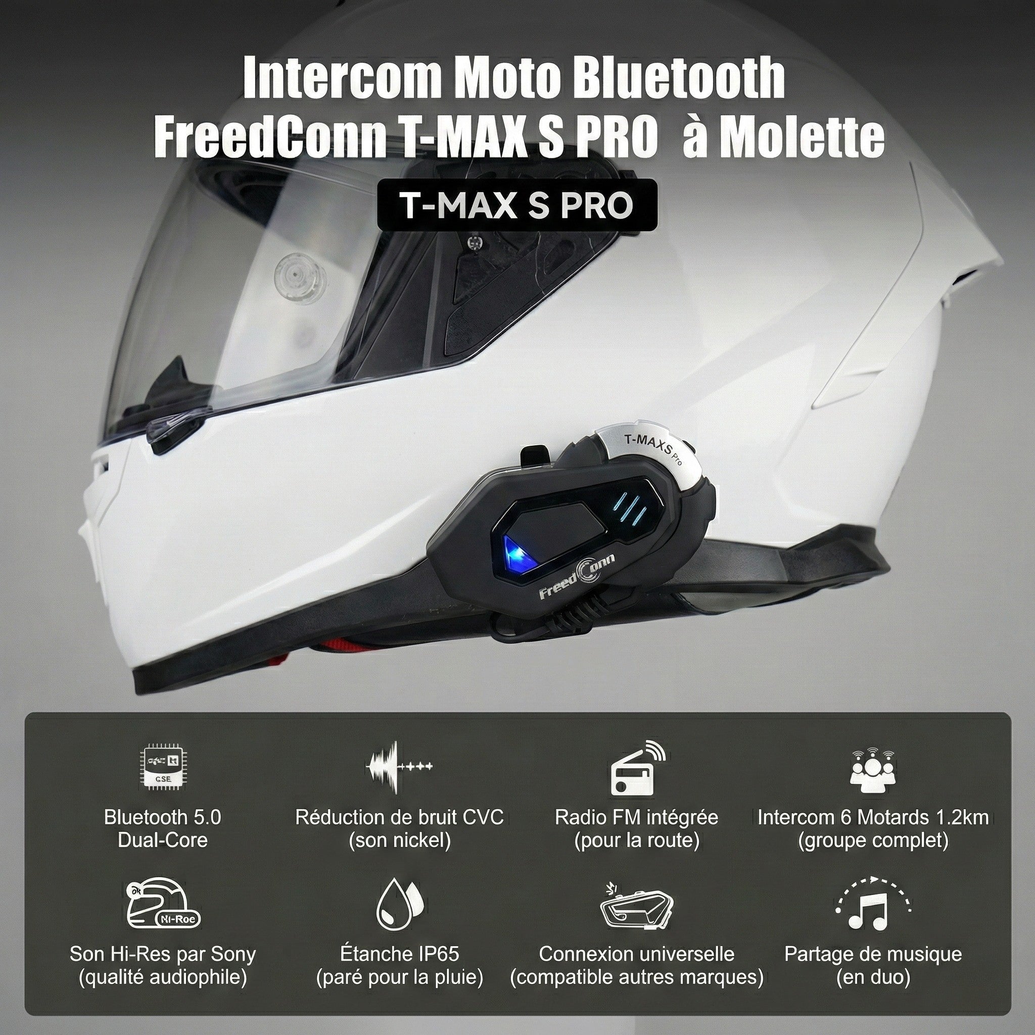 Intercom moto FreedConn T-MAX S PRO - vue profil