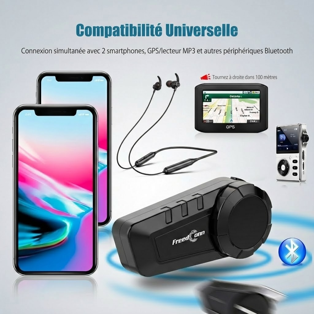 Intercom moto FreedConn KY Pro - sur casque